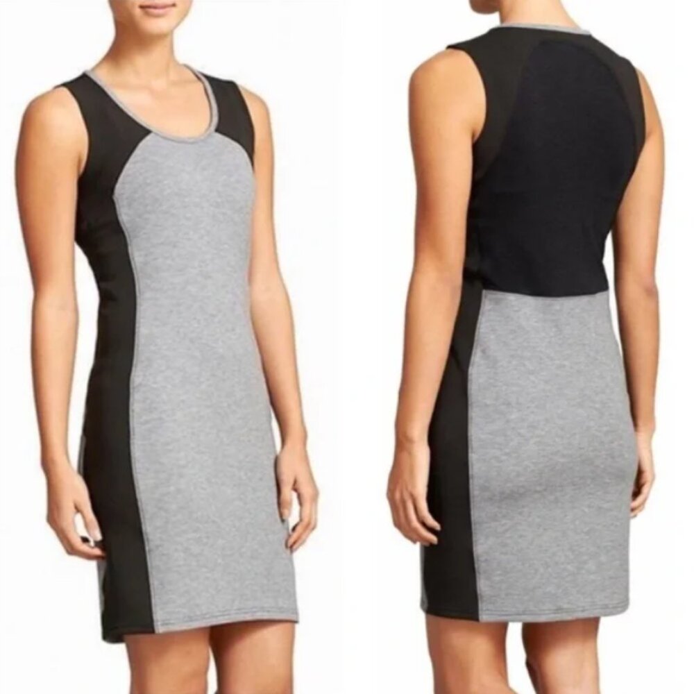NWT Athleta Fuse Scuba Colorblock Dress, Sleeveless, Gray/Black - Women Medium